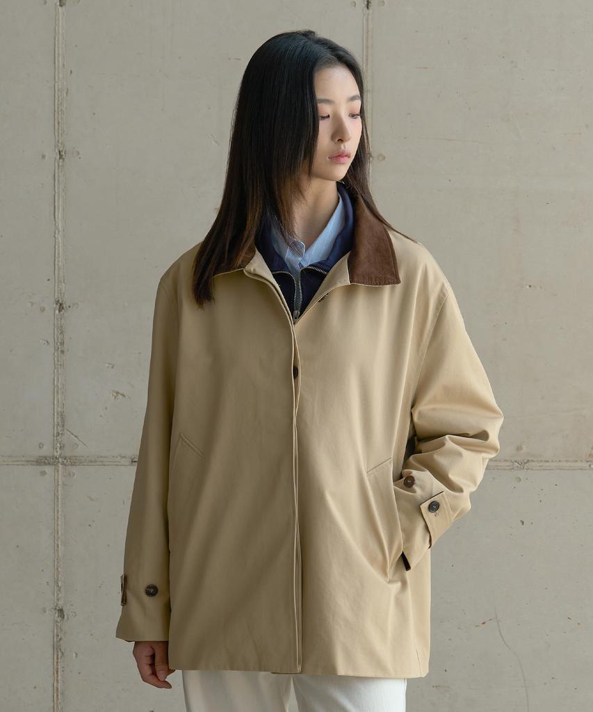 ATA Luca Cotton High-Neck Half Jacket_Sand