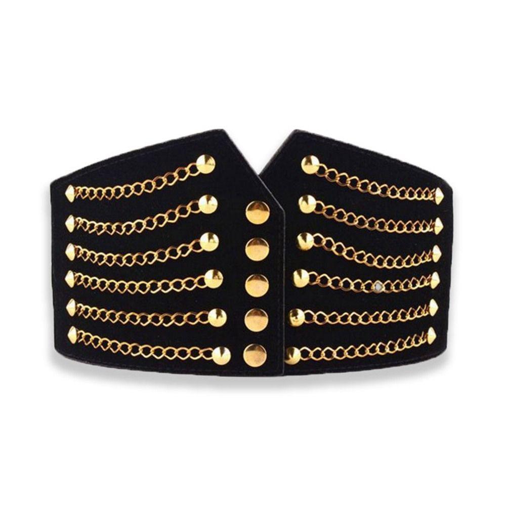Clothing Supplies Wide Waist Belt Sweater Decorative Dress Belt Retro Chain Rivet Waistband  Women