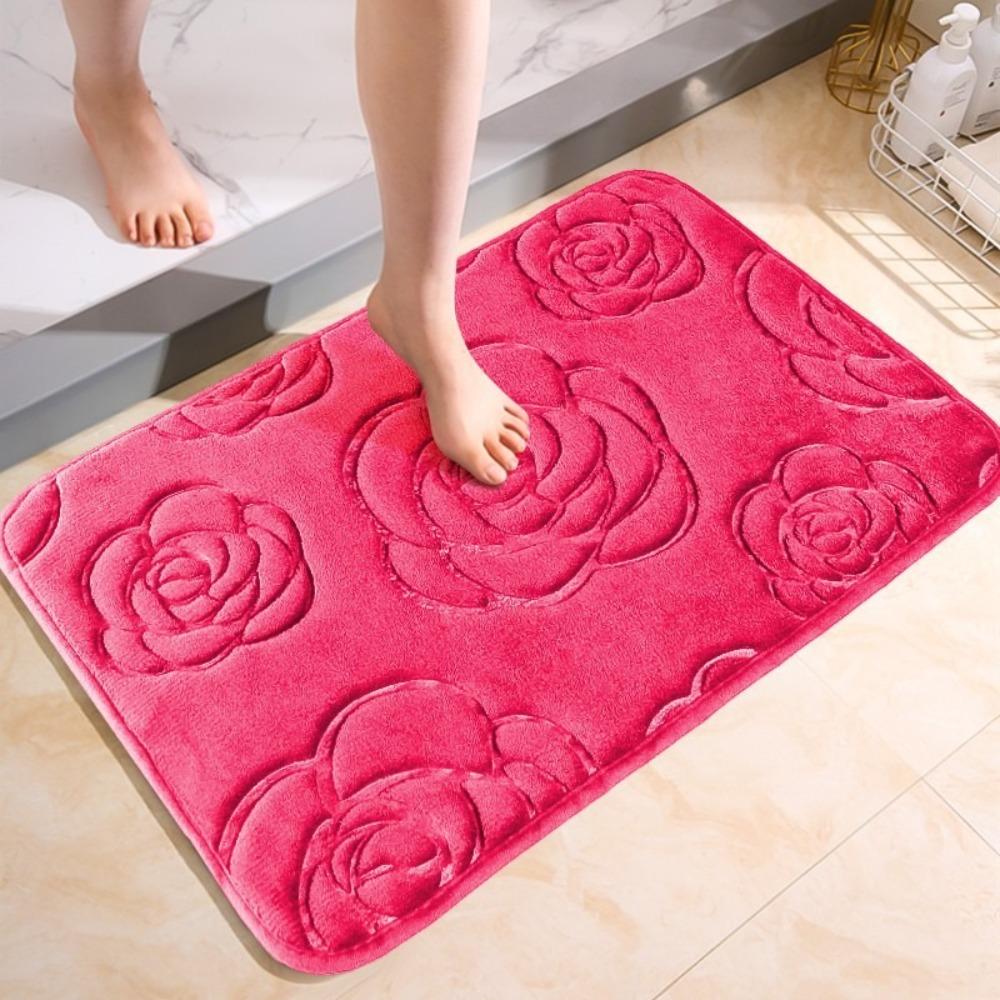 Polyester Coral Velvet Carpet Square Non-Slip Mat Durable Bathroom Rug  Bathtub