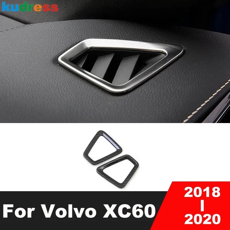 For Volvo XC60 XC 60 2018 Carbon Fiber Car Front Upper Air Condition Vent Outlet Cover Trim Interior Accessories