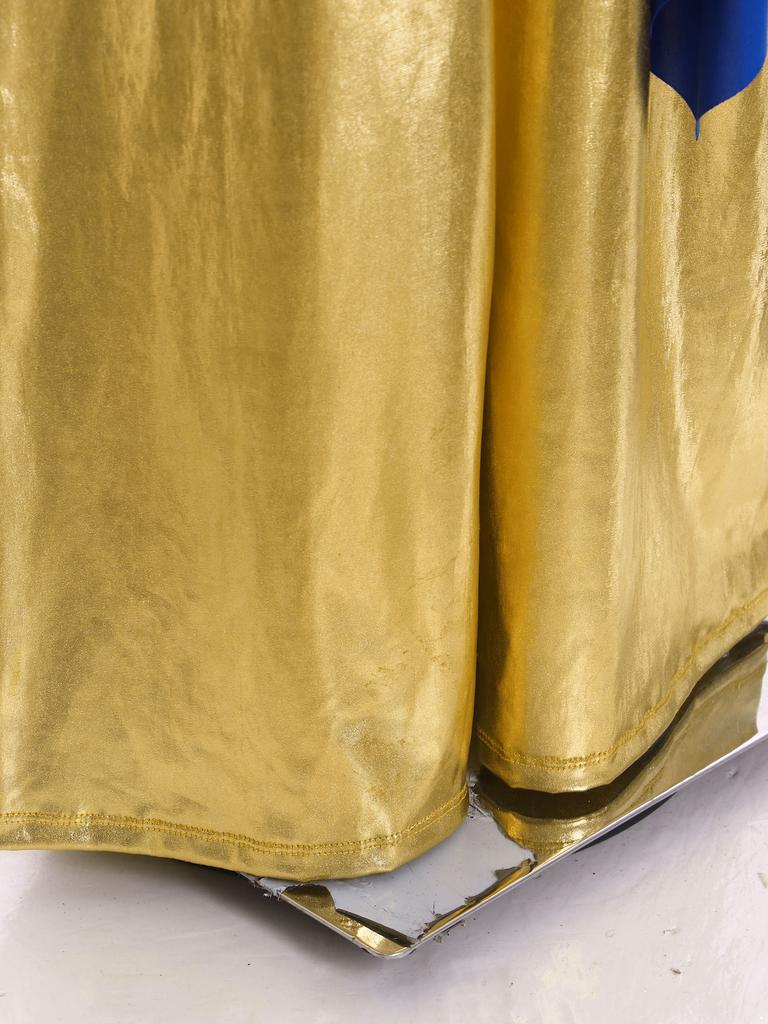 Girls Praise Dance Bodysuit Metallic Color Block Design Patchwork Irregular Drape Wide Leg Jumpsuit