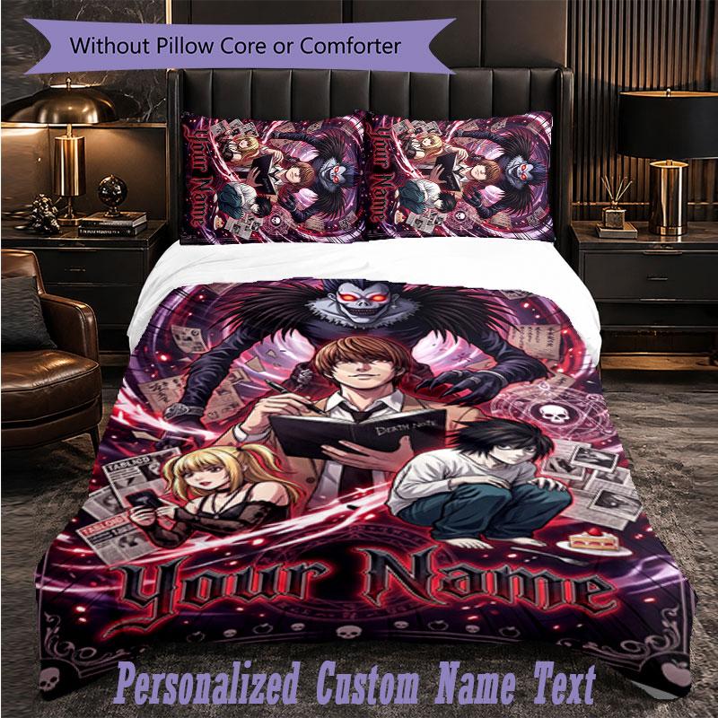 Personalized 3Pcs Bedding SetDeath Note Custom Text Duvet Cover Pillowcase Set Bedroom Gift