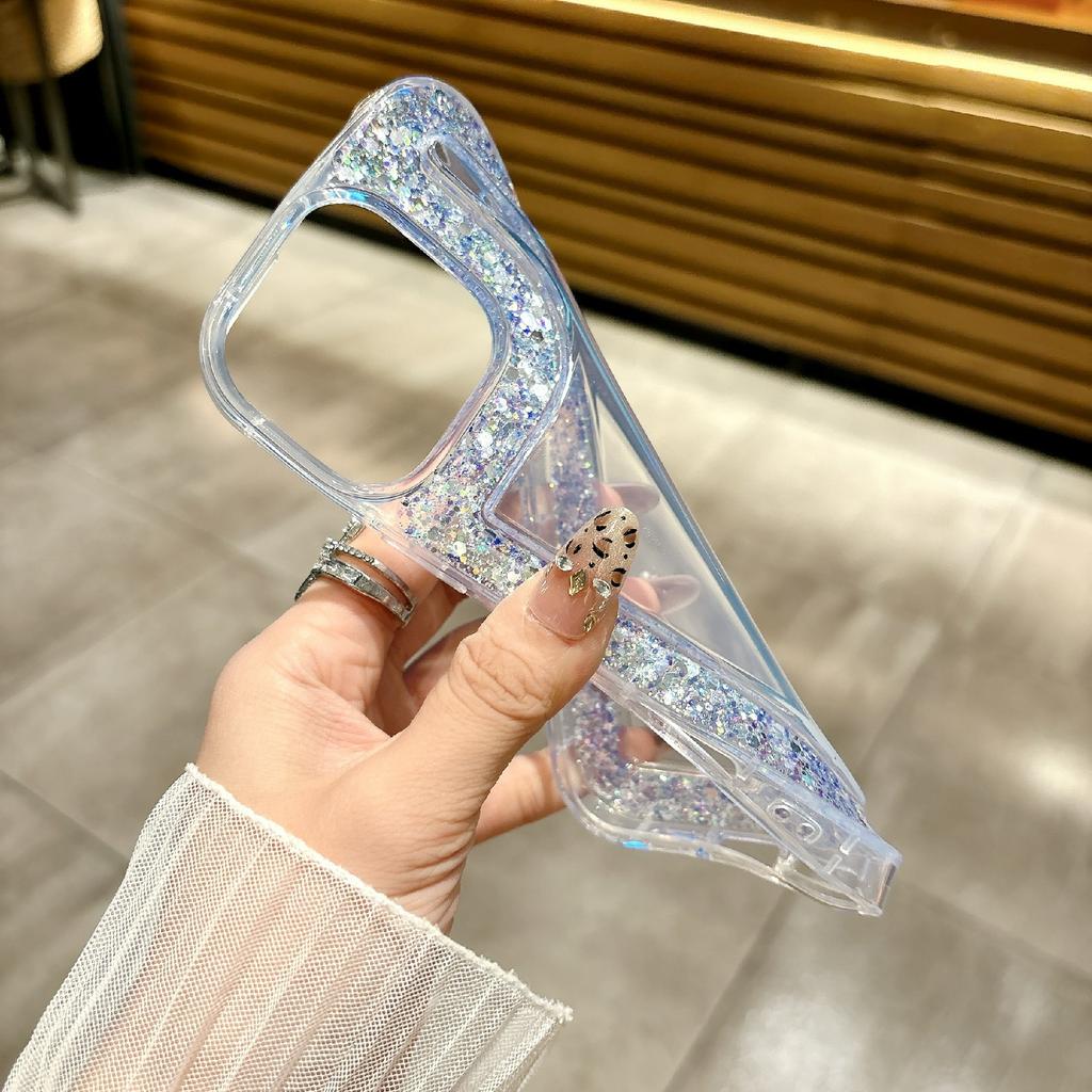 Чехол для iPhone 16 Pro с блестящим дизайном из эпоксидной смолы и стразов, противоударный чехол для телефона из ТПУ