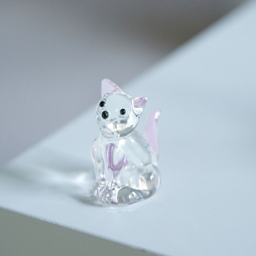 Глазурованная статуэтка кошки, прозрачная статуэтка кошки, подарок, украшение в виде хрустальной кошки, домашний декор