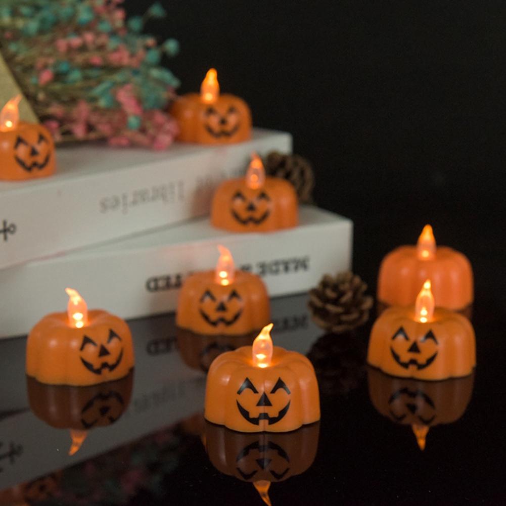 Halloween Autumn Pumpkin Tea Light LED Electronic Tea Wax Lights For Halloween Party Decoration