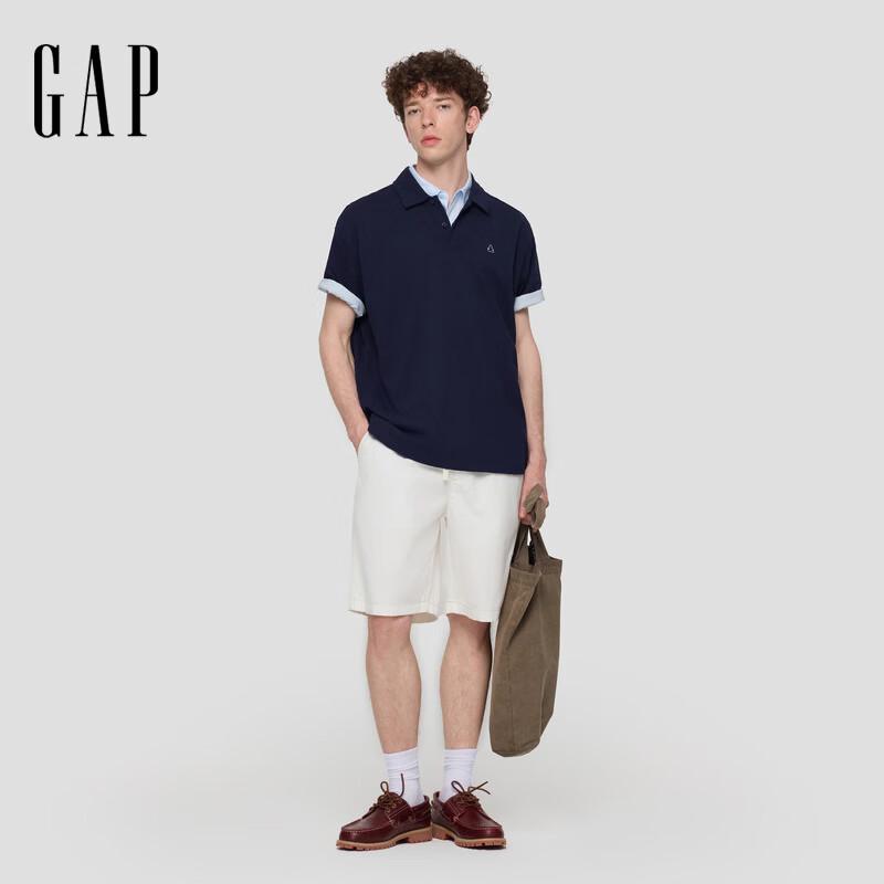 Gap Мужская летняя вышитая футболка-поло с медведем 2026