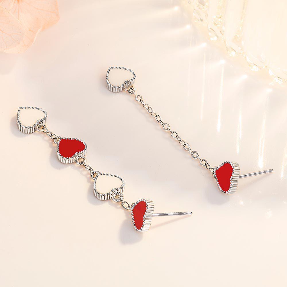 Серьги-признания в форме сердца, корейская версия средних и длинных сережек с бахромой, для девочек, серьги-гвоздики, ювелирные изделия
