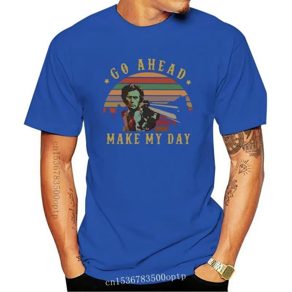 Новая винтажная футболка Clint Eastwood Go Ahead Make My Day, черная-синяя, для мужчин и женщин, футболка высшего качества