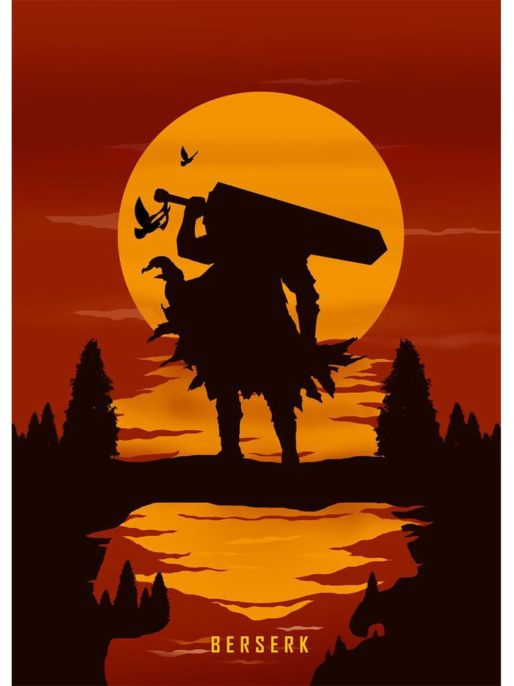 Классический японский аниме постер Берсерк, винтажный холст, картина, фехтовальщик, кишки, манга, настенное искусство, украшение для гостиной, дома, фотографии