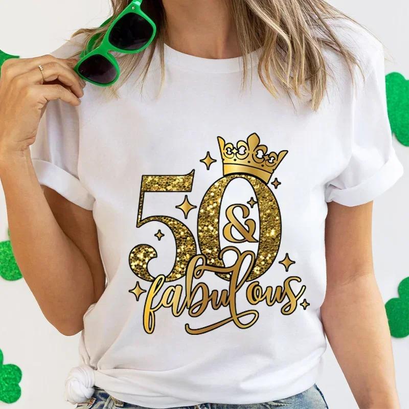 50 и сказочные футболки 50-й день рождения смешные женские футболки хип-хоп винтажные футболки одежда креативные топы женские футболки с коротким рукавом
