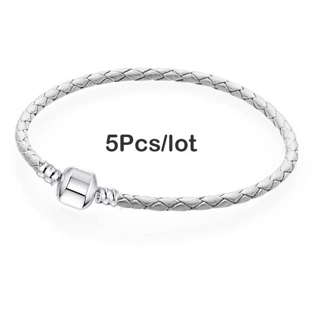 5pcs /Lot Sale Popular Charm Bracelets Diy Elegant Leather Chain Charms Bracelets Bangles For Women Jewelry Gift