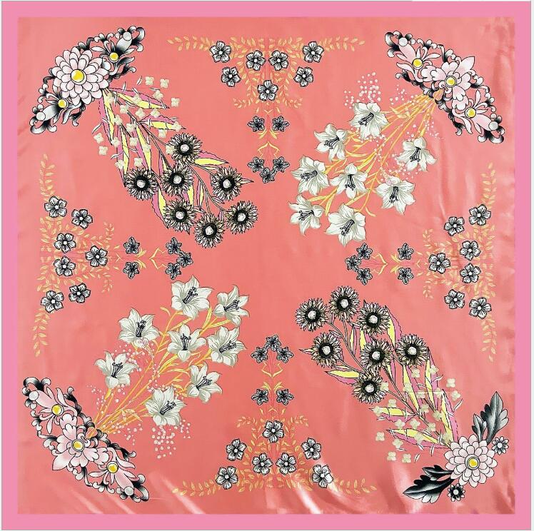 NEW 90*90cm Luxury Brand Women Silk Scarves Plaid Horse Square Scarves Spring Summer Shawls For Ladies