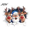 Reindeer Bathroom Decorations Christmas Santa Claus And Elk Toilet Stickers, 3D Wall Breaking Decals, Durable Waterproof Stickers PVC Decorative