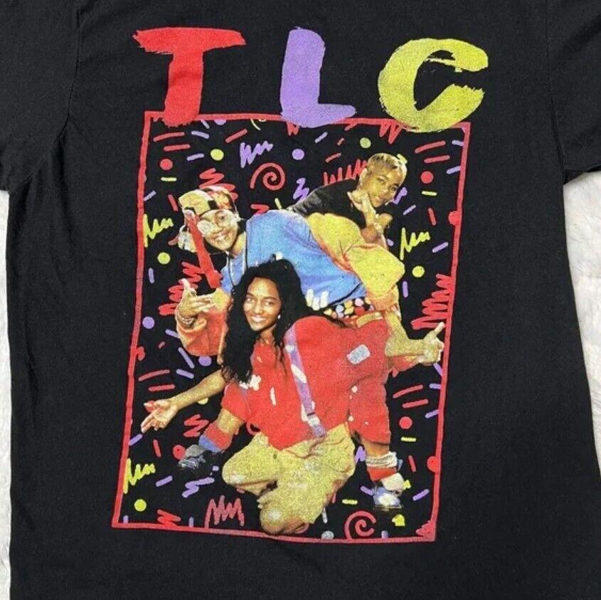 РАСПРОДАЖА Футболка с коротким рукавом и графическим принтом TLC Group Photo, хлопковая унисекс футболка