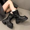 2025 Autumn and Winter New Maillard Retro Martin Boots Women's Versatile Thick-soled Stacking Boots Round Head Tall Thin Boots