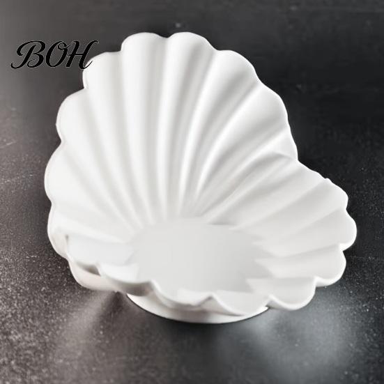 Ring Holder Dish White Shell Jewelry Dish, 3D Printed Holder, Decorative Key Tray for Rings Earrings Necklaces Large Capacity