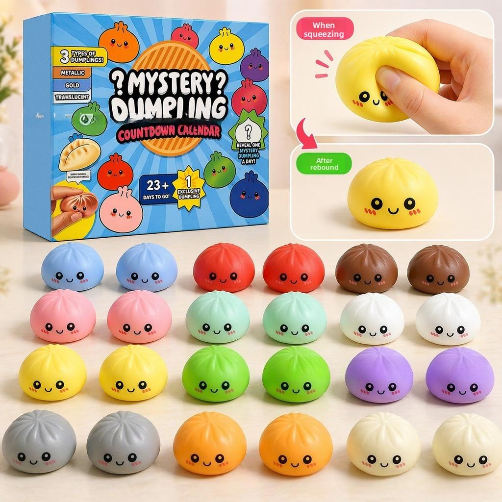 24-дневный Адвент-календарь Squishy Сюрприз-коробка Милый Пельмень Булочка Игрушка-антистресс Медленное Восстановление Стресс Подарок-сюрприз На Рождество