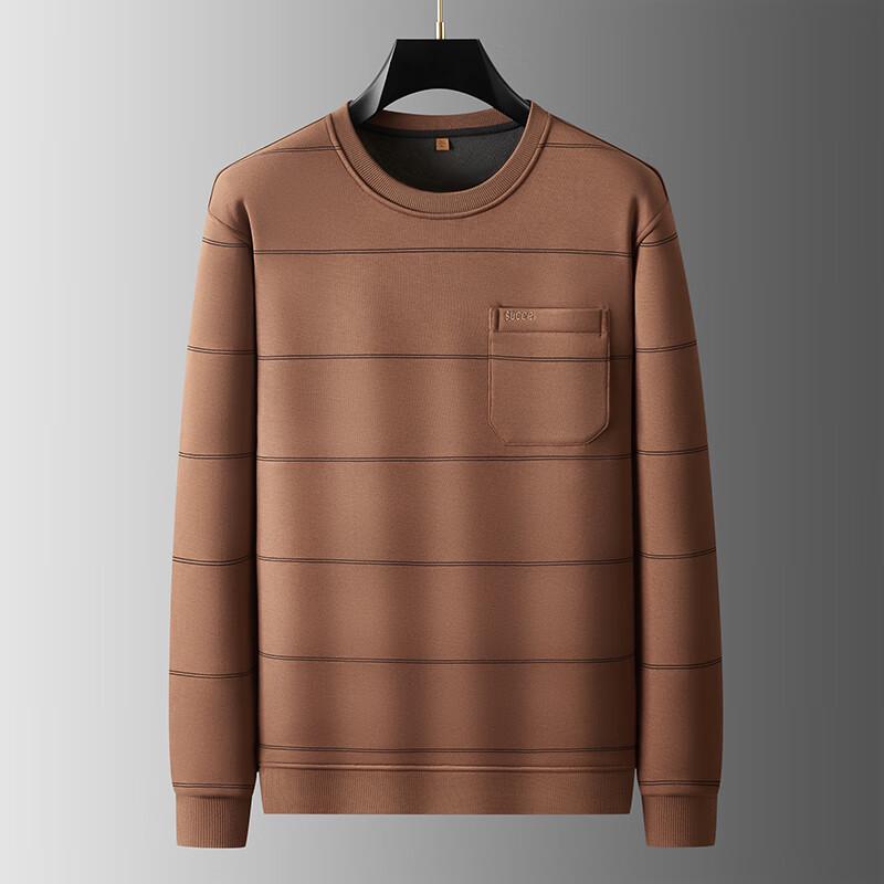 Men's Plus Size Fleece-Lined Striped Sweatshirt