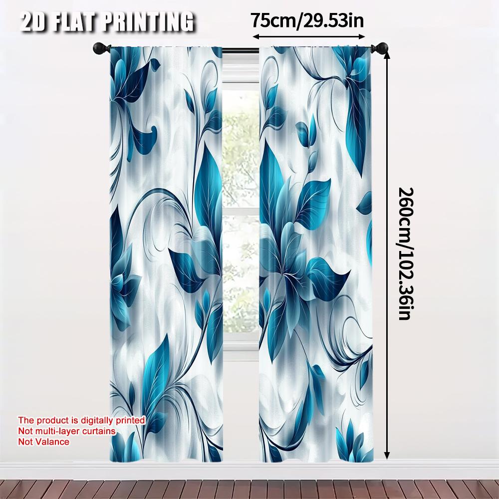 2 шт., Креативные шторы 2D-принт Бирюзовый Абстрактный Цветочный Машинная стирка (без стержня) Универсальный Все Идеально для Кухни Гостиной