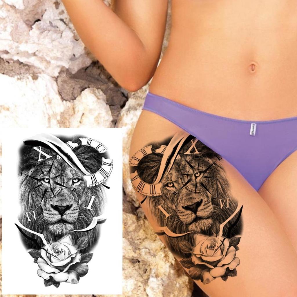 Временная татуировка в виде совы, леса, для мужчин, женщин, детей, мальчиков, льва, поддельные татуировки монстра, наклейка, компас, черная переноса воды, татуировки, рука