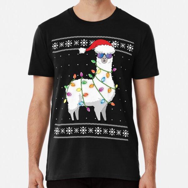 Alpaca Xmas Tree Outfit Funny Ugly ChristmasT-Shirt Mens Womens Tees Top S-5XL Best T-Shirt Mens Womens Tees Top
