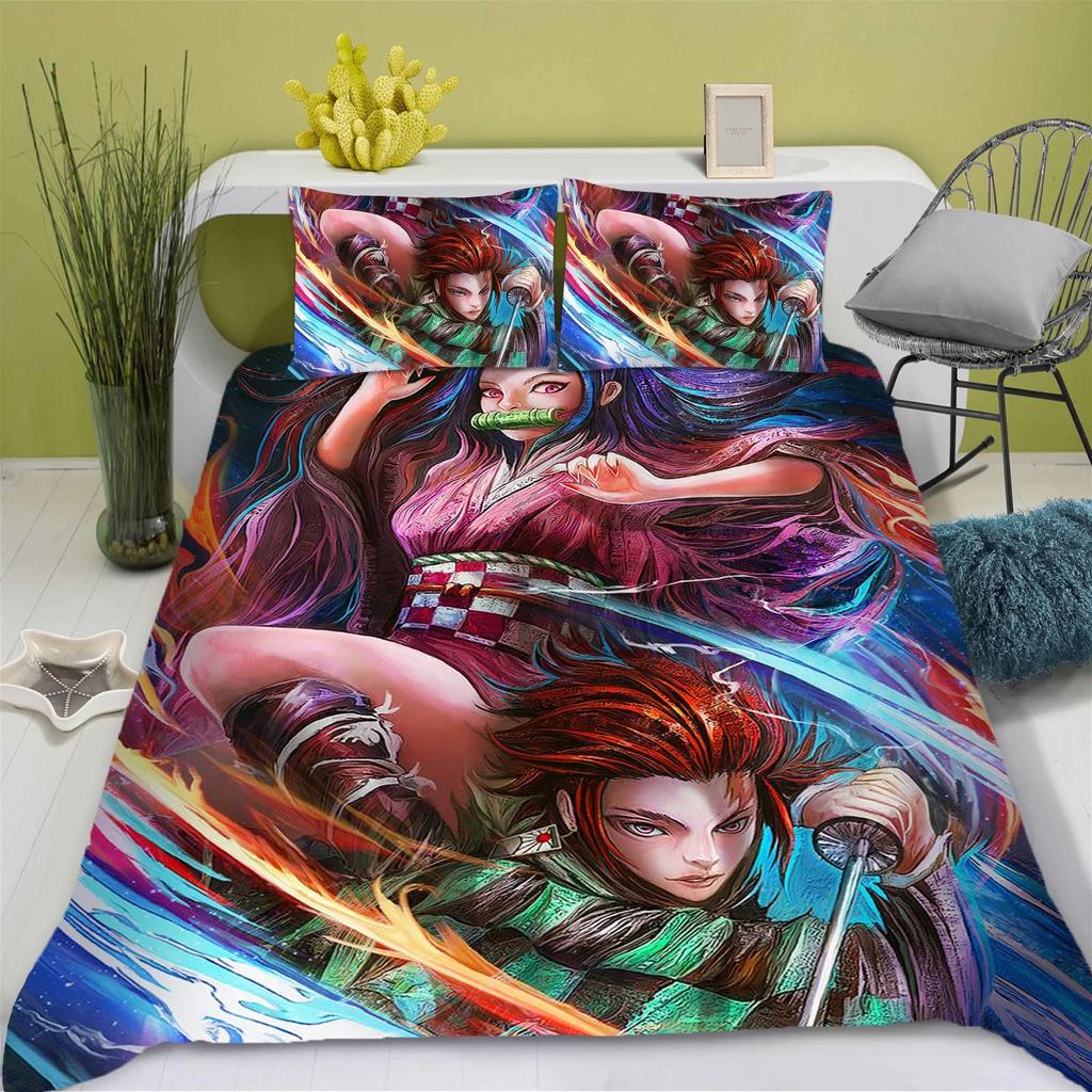 Demon Slayer: Kimetsu No Yaiba Duvet Cover Set Bedding Comforter Sets King Size 3D Children'S Bedding Set
