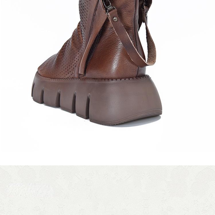 Johnature Модные туфли на платформе на толстой подошве, женские сандалии из натуральной кожи с открытым носком, сапоги с открытым носком