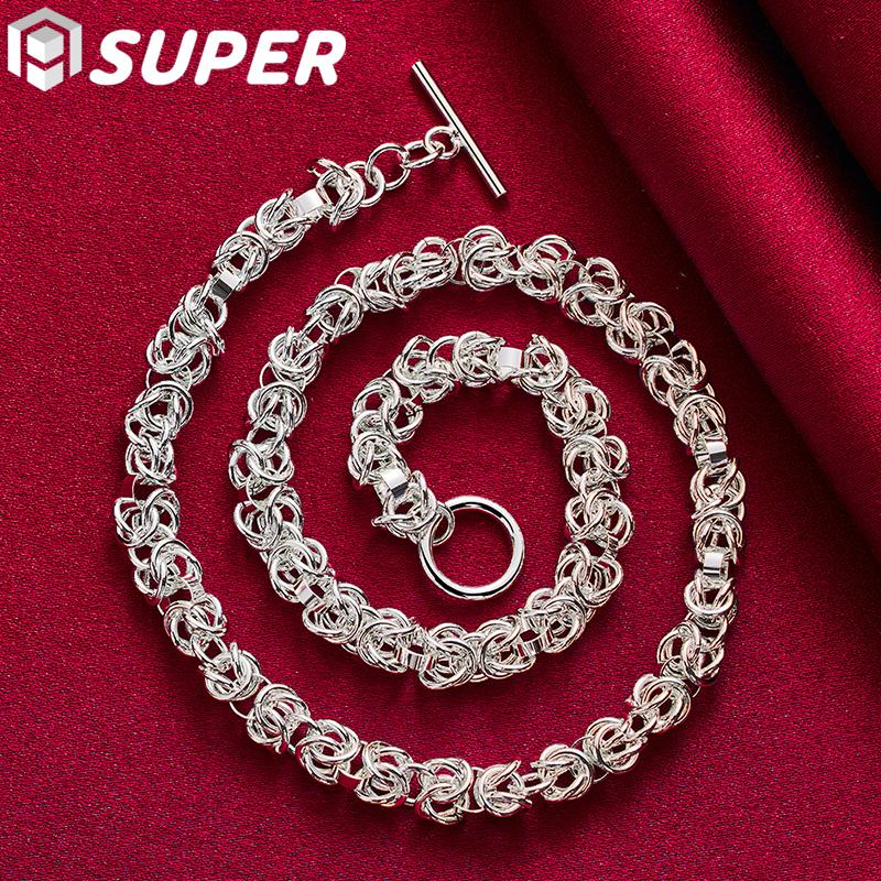 Ювелирные изделия из стерлингового серебра 925 пробы с пуговицами и цепочкой с множеством кругов