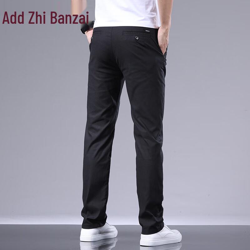 Zengzhi Men's Summer Ice Silk Linen Blend Straight Casual Trousers
