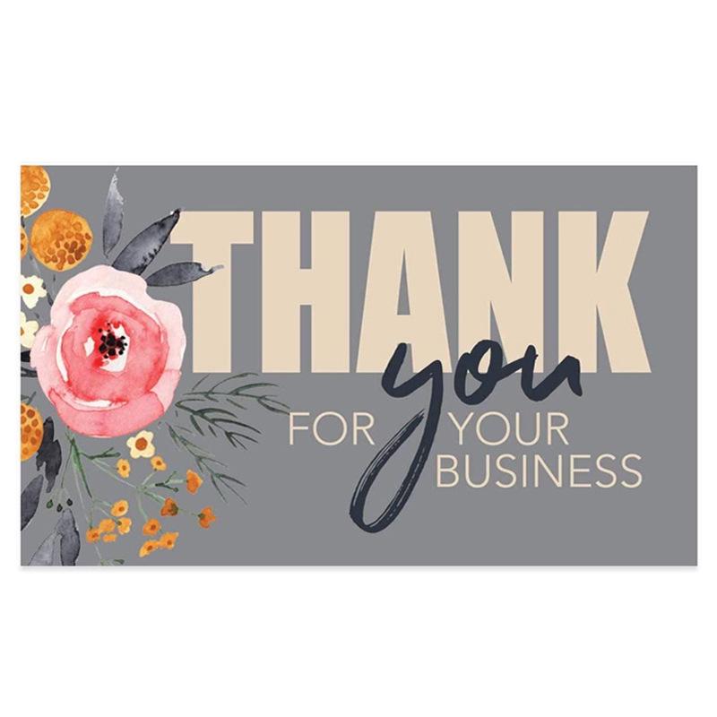 Black Thank You Greeting Cards, 50 Sheets/Pack