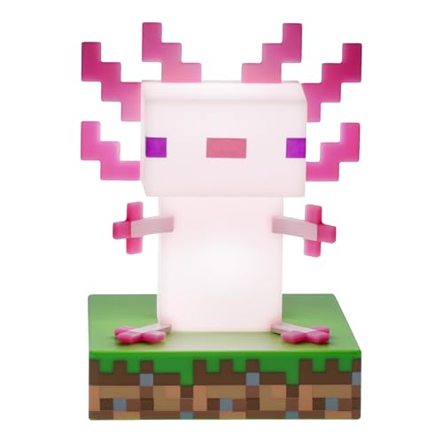 Официально лицензированный настольный светильник-аксолотль из Minecraft от Paladone, отдельно стоящий элемент декора игровой комнаты и коллекционный ночник, подарочный аксессуар для мальчиков и девочек