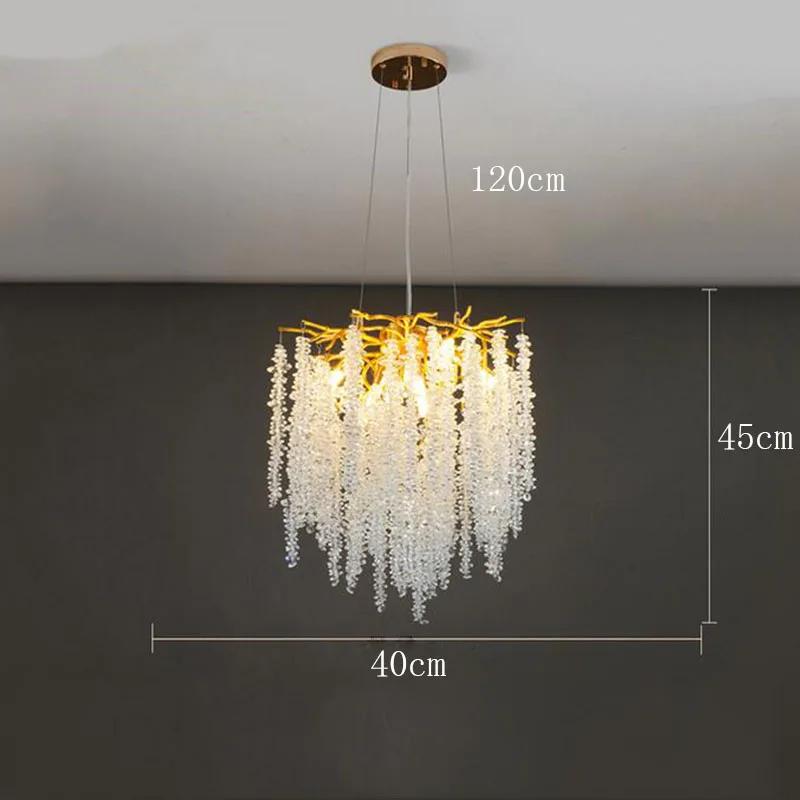 Современная люстра для гостиной, скандинавская роскошная хрустальная люстра, украшение виллы, светодиодное освещение для спальни, потолочный подвесной светильник