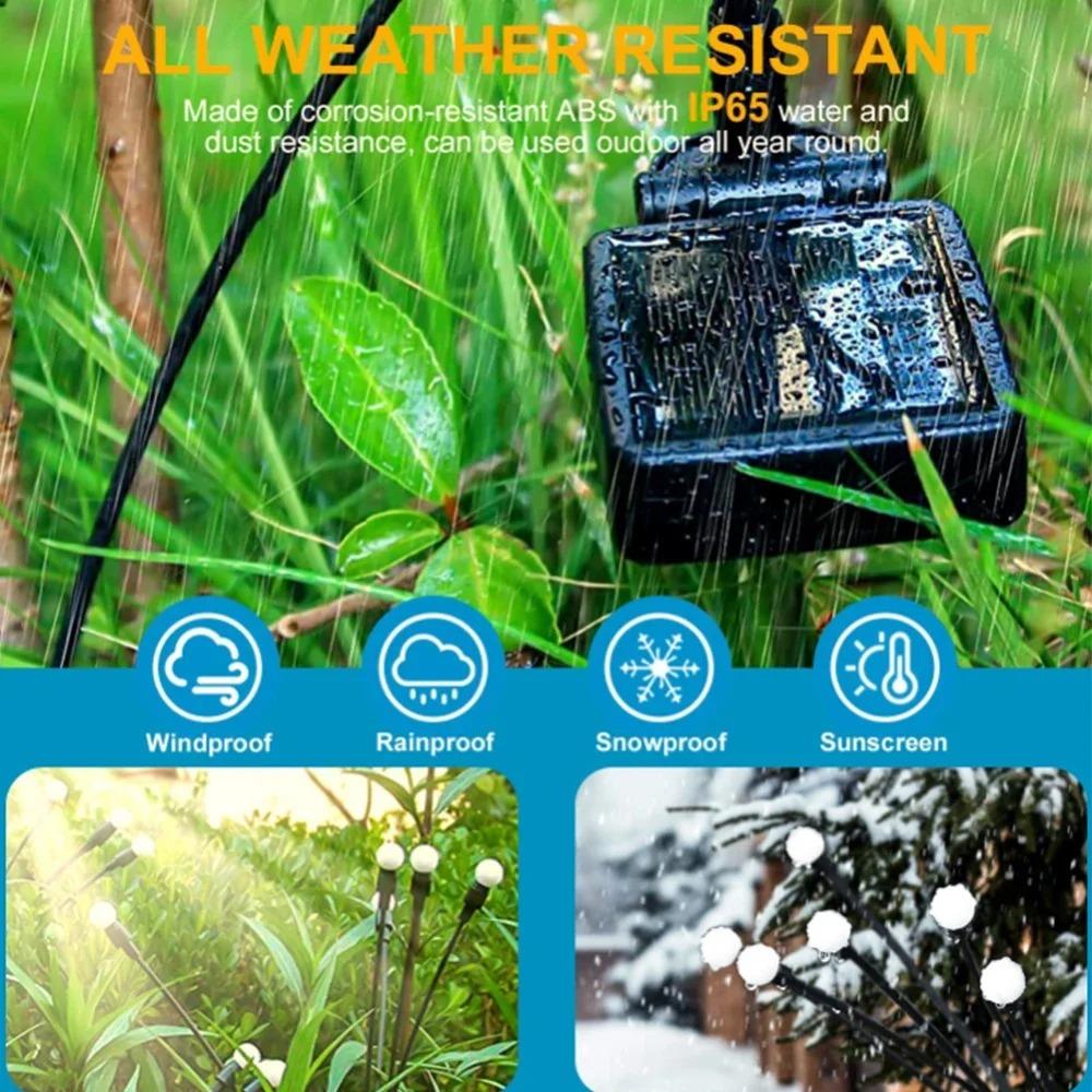 6/8/10 LED Solar Garden Lights Powered Firefly Lights Outdoor Waterproof Vibrant Garden Lights for Patio Pathway Decoration,Warm