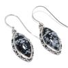 Natural Snowflake Obsidian Gemstone 925 Solid Sterling Silver Earring 1.75" Q1I25