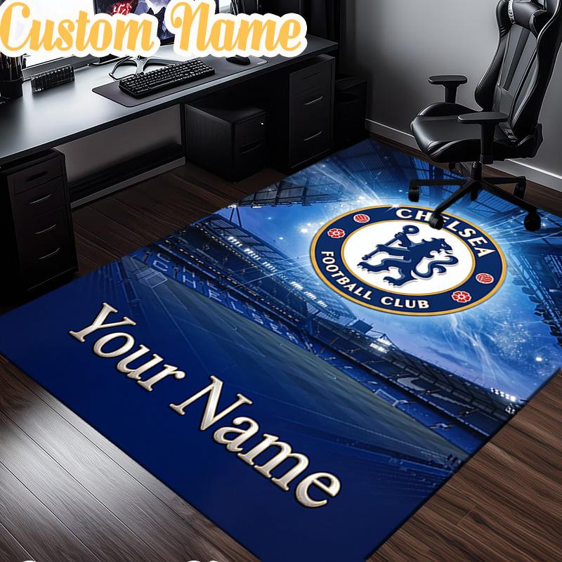 Custom Name Chelsea Fc Champions League Rug, Office Rug, Chair Rug, Carpet for Living Rooms, Doormat Game Rug Home Decor Christmas Gifts