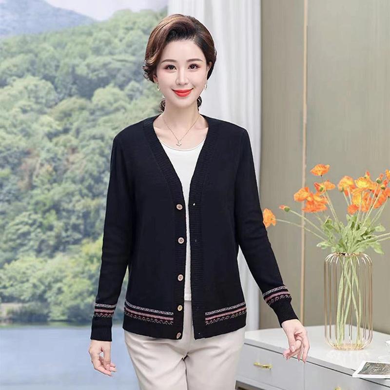 Осенне-зимний женский свитер, кардиган, жаккардовый свитер с v-образным вырезом, свежий вязаный свитер, женский кардиган, верхние топы с длинными рукавами, свободная куртка