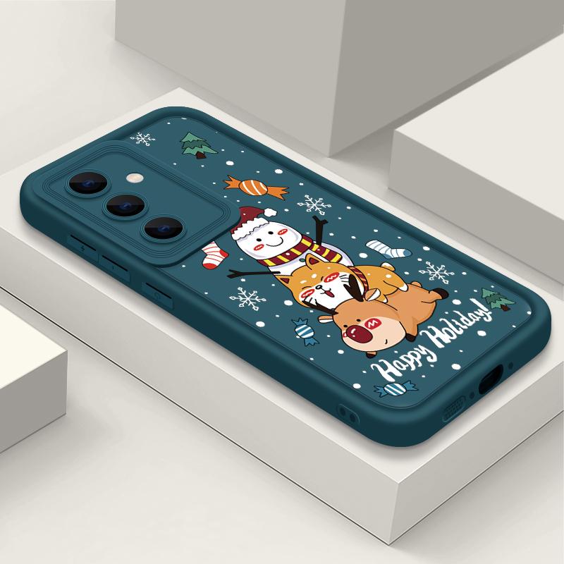 Чехол с рисунком оленя для Samsung S24 S23 S22 Ultra S21 Plus S20 FE A55 A35 A54 A53 A52 A34 A15 A14, противоударный мягкий чехол для телефона со снеговиком