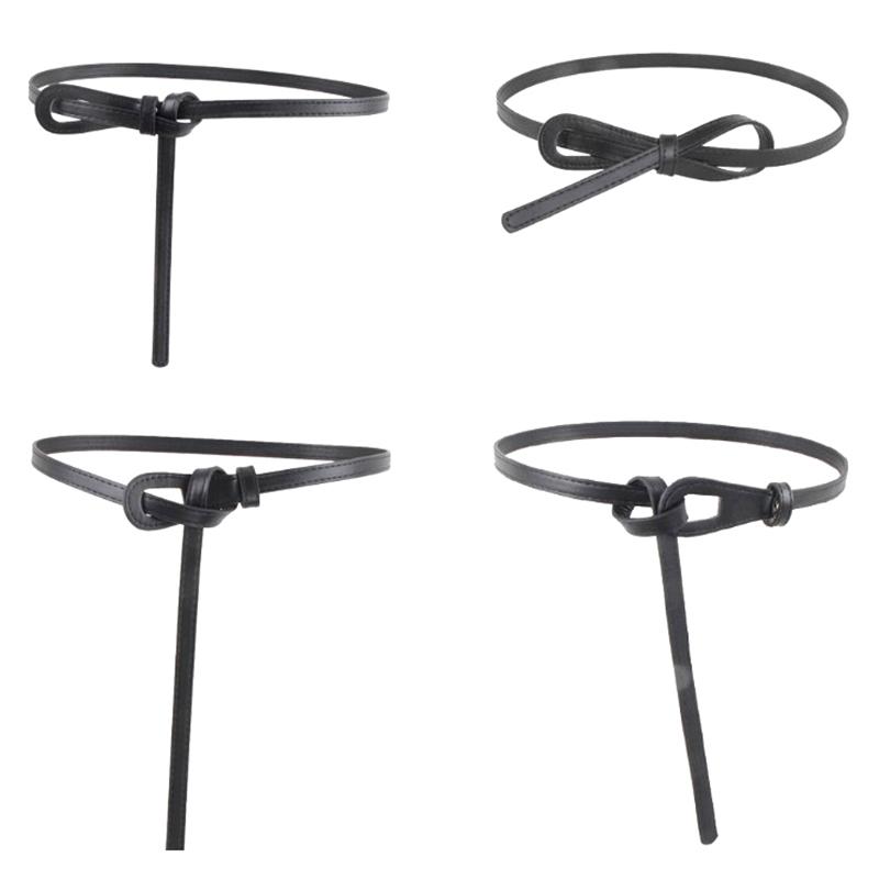 Тонкие ремни с узлом для женщин, женский пояс из искусственной кожи, длинные женские дизайнерские аксессуары для платья, пояс