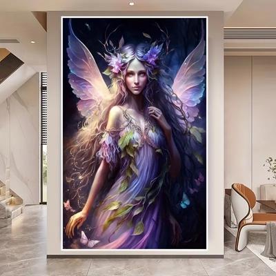 5d алмазная живопись DIY Круглый Алмаз Признание Начинающий Картина Герои Мультфильмов Крылья Бабочки Фея Вышивка Мозаика Искусство Украшения Дома