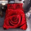Комплект постельного белья с цветочным принтом King Microfiber Red Rose Blossom Flower Комплект постельного белья Red Botanical Покрывало для пододеяльника Romantic Quilt Cover