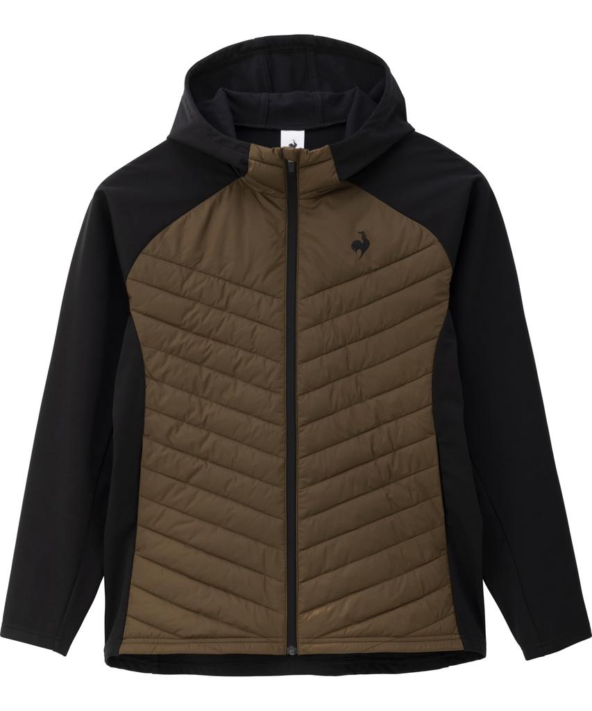 Le Coq Sportif Гибридная утепленная куртка XO длинная черная коричневая, водоотталкивающая, ветрозащитная, теплая, технология поглощения света и генерации тепла, HEATNAVI,