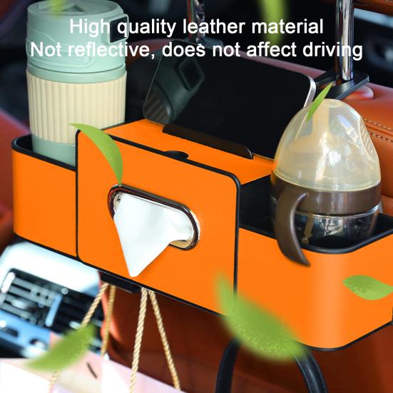 Органайзер для хранения в автомобиле с диспенсером для салфеток, двойными подстаканниками, карманом для телефона, водонепроницаемый ящик для хранения на спинке сиденья для внедорожника, седана, путешествий, повседневного использования