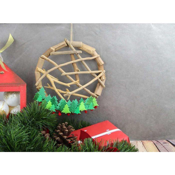 Couronne déco - MEGACREA DIY - 25 cm - Bois flotté - Ambiance Noël - Créations DIY