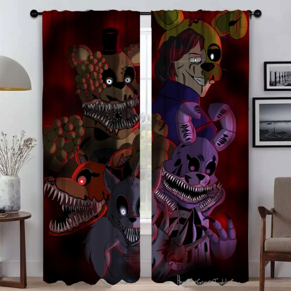 Тюль Five Nights At Freddy's для спальни, современные шторы для гостиной, 2 шт., шторы для окон, украшения на Хэллоуин, камера
