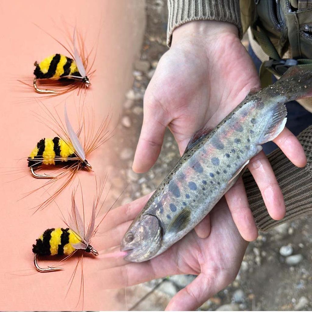 3/6Pcs Size#10 Artificial Bumble Bee Fishing Lures-Dry Flies For Bass Trout Fishing Outdoor Fishing Baits Lure