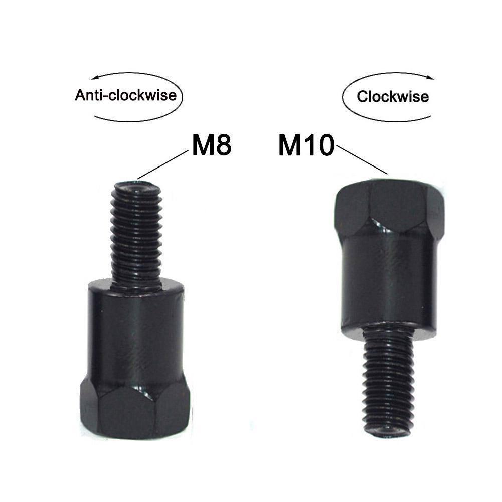 Pair Black Mirror Adapters M10 10MM M8 8MM Motorcycle Rearview Mirrors Conversion Bolt Clockwise Anti-clock Right Left Thread