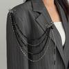 Ingemark Unique Black Crystal Beads Long Brooches Women Trendy Multi-layer Copper Chain Shirt Collar Suit Clip Pin Accessories