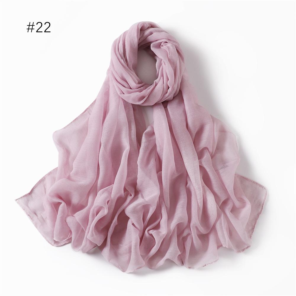 Women's Classic Bali Yarn Cotton-Linen Scarf: Breathable, Thin, Soft, Silk-Like, Solid Color.