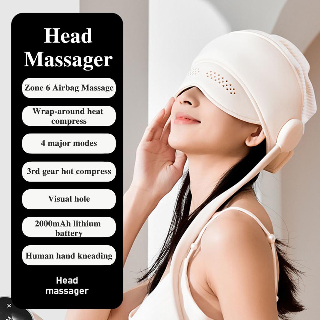 Electric Head Massager Electric Migraine Relief Cap Massager 3-Speed Eye Cover Eye & Head Massager for Stress Relief