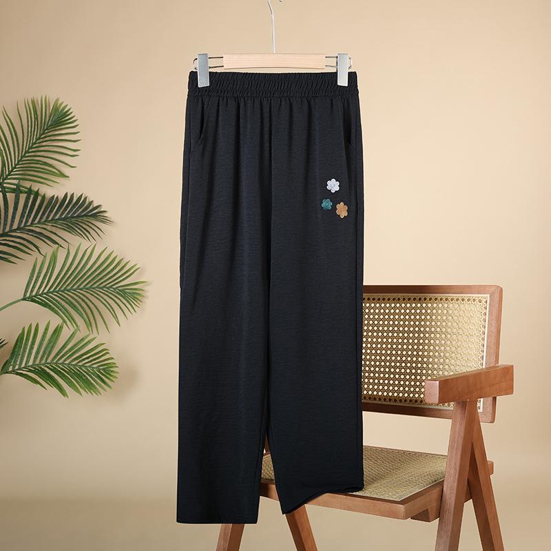 Летние брюки с высокой талией, брюки «девять десятых», женские свободные брюки-гарлем больших размеров, эластичные брюки для отдыха